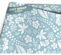 Luxury Thick Blue Floral Gift Wrap - 2 Sheets of Floral Wrapping Paper in Blooming Blues Design - Quality Birthday, Mum, Nan, Mothers Day, Wedding, Anniversary Wrap Something Blue (2 Sheet)
