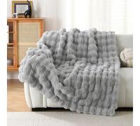 Luxury Thick Plush Faux Rabbit Fur Throw Blanket Ultra-Plush Cozy Soft Decorative Blanket Use for Couch Bed Travel(Light Grey,60"*80")