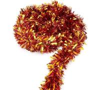 Luxury Thick Red & Gold Metallic Christmas Tree Tinsel Garland - Indoor & Outdoor Holiday Decorations for Xmas Parties, Seasonal Events, and Festive Decor Supplies (Pack of 10 (20m))