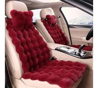 Luxury Thickened Plush Car Seat Cushion Set, Soft Fluffy Protector Warm Faux Rabbit Fur Non-Slip Front and Back Seat Covers Fuzzy Car Seat Interior Warm for Winter Mat Universal Fit (Red,6pcs)