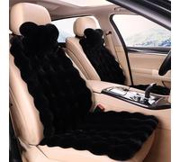 Luxury Thickened Plush Car Seat Cushion Set, Soft Fluffy Protector Warm Faux Rabbit Fur Non-Slip Front and Back Seat Covers Fuzzy Car Seat Interior Warm for Winter Mat Universal Fit (Black,6pcs)