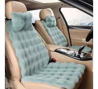Luxury Thickened Plush Car Seat Cushion Set, Soft Fluffy Protector Warm Faux Rabbit Fur Non-Slip Front and Back Seat Covers Fuzzy Car Seat Interior Warm for Winter Mat Universal Fit (Green,6pcs)