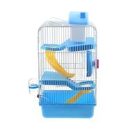 Luxury Three Layer Hamster Cage PET House with Running Wheel Blue