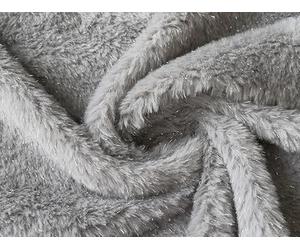 Luxury Tinsel Short Plush Faux Fur Fabric Material Silver Grey 1MTR