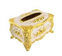 Luxury Tissue Box Cover Holder with European Rose Pattern Gold White | Elegant facial napkin organizer for dining room or car with plastic material and convenient extraction design