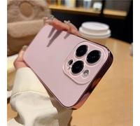 Luxury Titanium Color Phone Case for iPhone 17/16/15/14/13/12/11 Pro Max, Electroplated Matte Acrylic Tempered Glass, Ultra-Thin Frosted Cover (Pink,16)