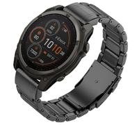 Luxury Titanium Fenix 8 51mm/7X/6X/5X Plus Band, 26mm Premium Metal Quickfit Bands Watch Strap with Swept Wing Clasp Compatible for Garmin Fenix 7X Pro/6X Pro/5X Plus/Enduro 3/Tactix 7 Bands (Black