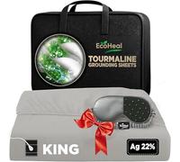 Luxury Tourmaline Grounding Sheets King 20% Silver Fiber, 76% Tourmaline Cotton, 4% Silk, Quality Certified Grounded Well Bed Sheet - Conductive Earth Fitted Sheet for Better Sleep, Beige