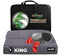 Luxury Tourmaline Grounding Sheets King 20% Silver Fiber, 76% Tourmaline Cotton, 4% Silk, Quality Certified Grounded Well Bed Sheet - Conductive Earth Fitted Sheet for Better Sleep, Grey