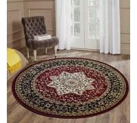 Luxury Traditional Area Rugs Large Oriental Design Carpets for Living Room Bedroom Hallway Runner Floor Mat (120 x 120 cm Round, Red)