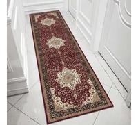 Luxury Traditional Area Rugs Large Oriental Design Carpets for Living Room Bedroom Hallway Runner Floor Mat (80 x 300 cm, Red)