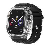 Luxury Translucent Smartwatch Case for Apple Watch Ultra 1/2 49mm,Lightweight Rugged Case with Band, Silicone Strap, Stainless Steel Buttons, Shockproof Protective Cover for Men and Women (White)