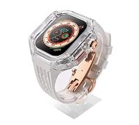Luxury Transparent Watch Case Fluororubber Strap Mod Kit,For Ultra 8 49mm Rubber Sports Watch Band
