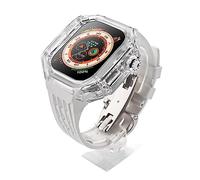 Luxury Transparent Watch Case Fluororubber Strap Mod Kit,For Ultra 8 49mm Rubber Sports Watch Band