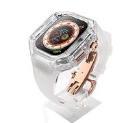 Luxury Transparent Watch Case Fluororubber Strap Mod Kit,For Ultra 8 49mm Rubber Sports Watch Band