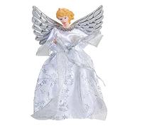 Luxury Tree Top Angel in Gold or Silver 22cm tall Traditional Angel with Vintage Style Painted Face and Detailed Robes and Trims (Silver)