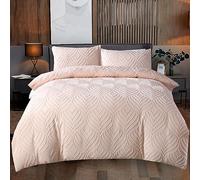 Luxury Tufted Velvet 3 Piece Duvet Cover Set Comforter/Quilt Cover Bedding Set With House wife Pillow case Chelsea Double King Superking (Pink, King)