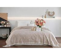 Luxury Turkish Cotton Piqué Blanket, Double Size 200x230cm, OEKO-TEX Certified, Breathable Midweight Throw with Elegant Textured Design for Bed Cover (beige)