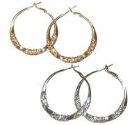 Luxury Twisted Rhinestone Earrings - Elegant, Sparkling & Timeless, Elegant Large Hoops for Women, Fashion Trendy Jewelry Wedding Party Gift (Silver+Gold)