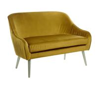 luxury upholstered velvet 2 seater sofa in mustard