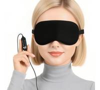 Luxury USB Heated Eye Mask for Sleeping - 4-Temperature Electric Warming Silk Sleep Mask, Smart Timer, Machine Washable & Travel-Friendly for Relaxation (Black)