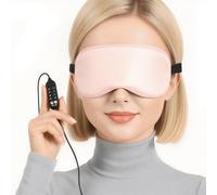 Luxury USB Heated Eye Mask for Sleeping - 4-Temperature Electric Warming Silk Sleep Mask, Smart Timer, Machine Washable & Travel-Friendly for Relaxation (Pink)