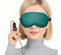 Luxury USB Heated Eye Mask for Sleeping - 4-Temperature Electric Warming Silk Sleep Mask, Smart Timer, Machine Washable & Travel-Friendly for Relaxation (Green)
