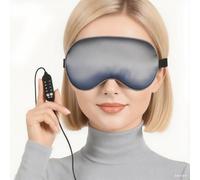 Luxury USB Heated Eye Mask for Sleeping - 4-Temperature Electric Warming Silk Sleep Mask, Smart Timer, Machine Washable & Travel-Friendly for Relaxation (Dark Grey)