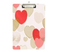Luxury Valentines Heart Rose Gold clipboard Army Plastic for Football Softball Coaching Size 9 x 12.5 Tablas para escribir