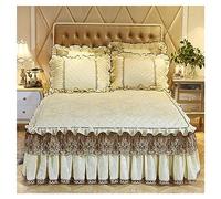 Luxury Velvet 3-Pieces Ruffle Bed Skirt King Size Quilted Bedspread Set with 2 Pillow Shams 18″Deep Dust Ruffle Drop 3-Side Dust Ruffle Drape Fitted Sheet for Bed Cover ( Color : #19 , Size : 150x200C