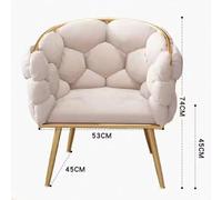 Luxury Velvet Accent Chair - Fluffy Upholstered Armchair with Gold Metal Legs Modern Makeup Chair for Bedroom Living Room Cafe & Vanity - Light Gray