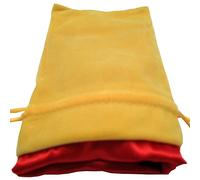 Luxury Velvet Dice Bags with Satin Lining: 4"x6" Gold Velvet Dice Bag with Red Satin Lining