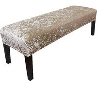 Luxury Velvet Dining Bench Cover Stretch Upholstered Bench Slipcover Washable Dining Chair Covers Living Room Bedroom Furniture Protectors With Elastic Bottom (Color : Pale Gold, Size : L)