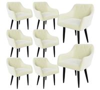 Luxury Velvet Dining Chairs Set of 8 Modern Upholstered Kitchen Chairs with Armrests & Metal Legs Large Beige Dining Room Furniture Elegant Home Decor
