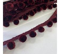 Luxury Velvet Feel Pom Trim - 15mm Poms - Metre (Wine)