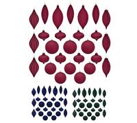 Luxury Velvet Ornaments - Christmas Bauble Set, Various Tree Pendants, Festive Home Accents, Soft Christmas Baubles | Velvet Christmas Baubles for Home, Office, Housewarming, Family Reunion