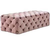Luxury Velvet Ottoman Bench - Multifunctional Tufted Footrest & Shoe Storage for Bedroom Modern Home Decor Stylish Jumbo Stool (Pink 70x45x40cm)