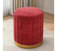 Luxury Velvet Ottoman Stool, Upholstered Round Vanity Storage for Small Bedroom & Living Room, Foot Rest & Extra Seating, Stylish Home Decor