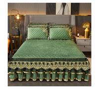 Luxury Velvet Ruffle Bed Skirt King Size Quilted Bedspread Set with 2 Pillow Shams 18″Deep Dust Ruffle Drop 3-Pieces Dust Ruffle Drape Fitted Sheet for Bed Cover ( Color : #36 , Size : 180x200CM/71x79