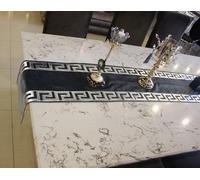 Luxury Velvet Table Runner Greek Key Velvet-(Black & Silver) Greek Style 72 inches(182 cm) (GREY)