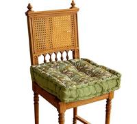 Luxury Velvet Thick Square Chair Cushions Bohemian Style Floral Print Chair Pads Soft Comfort Floor Seat Cushions With Handle For Dining Room Kitchen Patio Chair(Green)