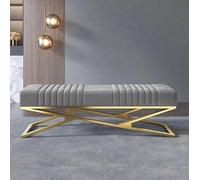 Luxury Velvet Upholstered Bench with Gold Base - Modern Entryway Shoe Storage & Bedroom Accent Sofa - Comfortable Multi-Functional Furniture (120x38x42cm, Color: C)