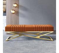 Luxury Velvet Upholstered Bench with Gold Base, Stylish Entryway Shoe Storage, Modern Bedroom Accent Sofa, Comfy 31"x15"x17" Multi-Functional Furniture, Perfect for Home Decor