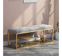 Luxury Velvet Upholstered Shoe Bench with Storage Modern Entryway Seat Stylish Shoe Orga Blue 80x30x45 cm (31x12x18 inches)