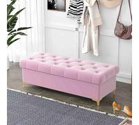 Luxury Velvet Upholstered Storage Bench, Modern Multi-Functional Seat with Hidden Compartment for Bedroom and Living Room Organization