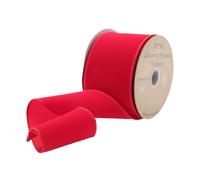 Luxury Velvet Wired Ribbon - RED Floristry Festive Christmas Wreaths Gifts Flowers 63mm (2.5") x 10yards Roll