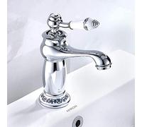 Luxury Victorian Basin Mixer Taps，Chrome Mono Bathroom Cloakroom Sink Tap with 50CM Hot&Cold Flex Hoses for Bathroom Vintage Low Spout Chrome