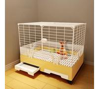 Luxury Villa Rabbit cage with Wheels, Guinea Pig cage, complimentary Food Bowl, Bed, Suitable for Hamsters, Chinchillas, Squirrels, Hedgehogs, Ferrets, Cats(Yellow)