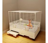 Luxury Villa Rabbit cage with Wheels, Guinea Pig cage, complimentary Food Bowl, Bed, Suitable for Hamsters, Chinchillas, Squirrels, Hedgehogs, Ferrets, Cats(White)