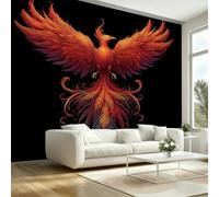 Luxury Vintage Animal Phoenix Wallpaper Paste The Wall 390x260cm(W x H) Mural Wallpaper 3D Effect for Living Room Fireplace Feature Wallpapers Black Wall Mural Bedroom